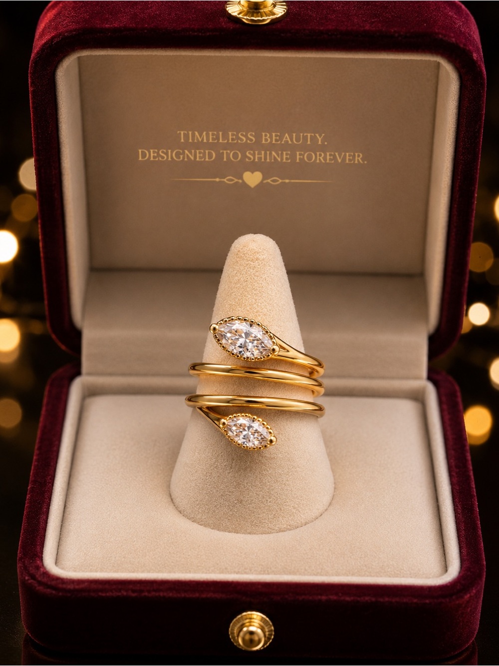 18K Gold-Plated .925 Sterling Silver Spiral Moissanite Ring